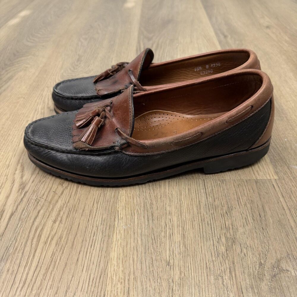 Allen Edmonds Nashua Shoes Mens Size 10.5 D Brown Black Leather Tassel Loafers - Picture 3 of 10